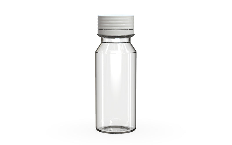Spiral CR Shot Bottle 60ml Clear Natural with Opaque White Cap