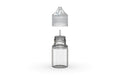 Chubby Gorilla Unicorn 20ml Stubby bottle, clear natural with clear natural cap, side view