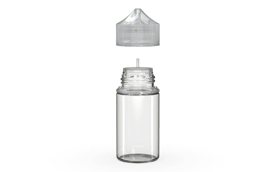 Chubby Gorilla Unicorn 60ml Mini bottle, clear natural with clear natural cap, side view