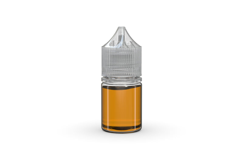 Chubby Gorilla Unicorn 20ml Stubby bottle, clear natural with clear natural cap, cap detail