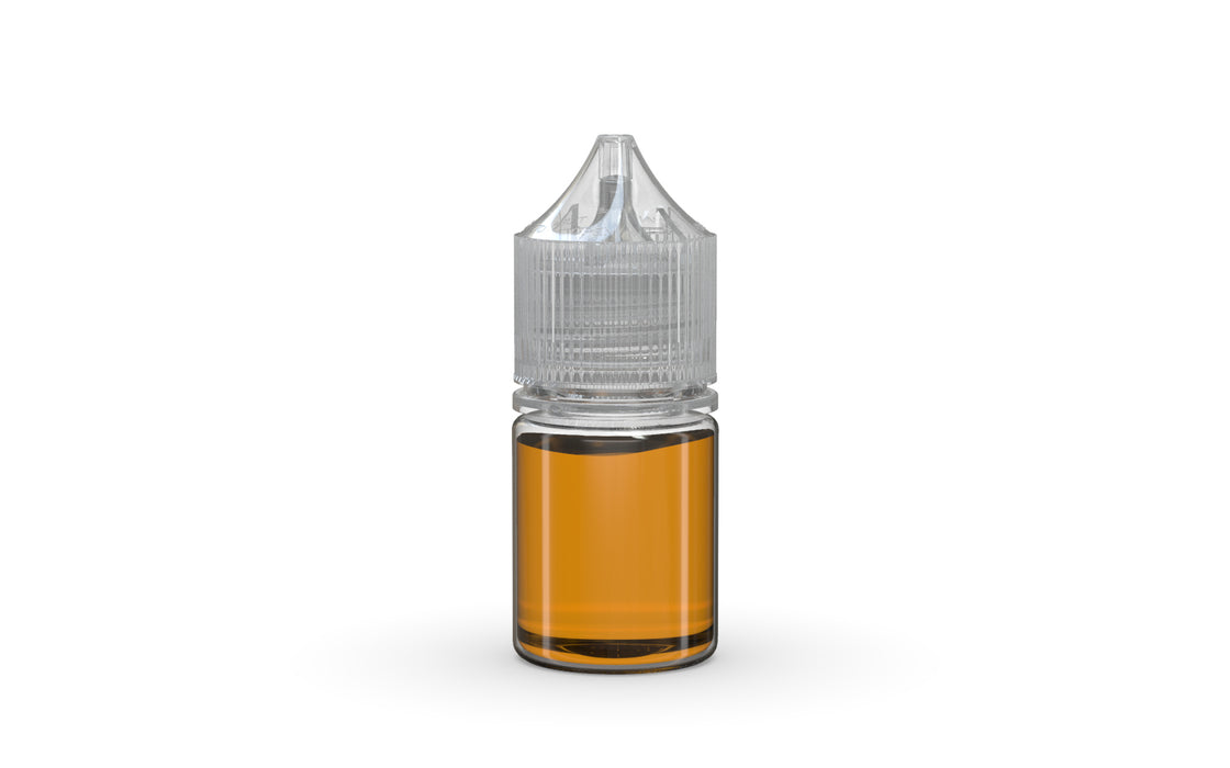Chubby Gorilla Unicorn 20ml Stubby bottle, clear natural with clear natural cap, cap detail