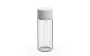 Chubby Gorilla Spiral CR 120ML unicorn bottle, clear natural bottle with opaque white child-resistant cap, side view