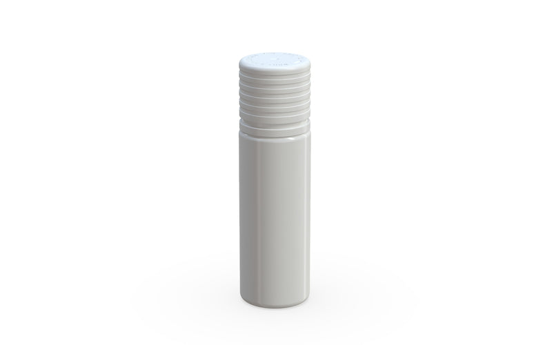 Chubby Gorilla Spiral CR 16.5ML unicorn bottle, opaque white bottle with opaque white child-resistant cap, side view