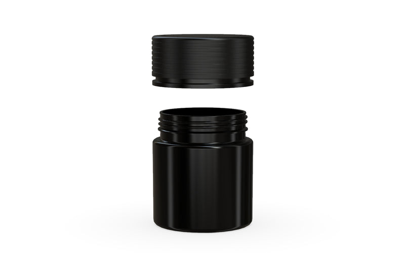 Chubby Gorilla Spiral Thick Wall Container 60ml, solid opaque black, lid detail