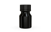 Chubby Gorilla Spiral Shot Bottle 30ml Stubby, solid opaque black, front view