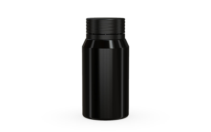 Chubby Gorilla Spiral Shot Bottle 60ml Mini, solid opaque black, front view
