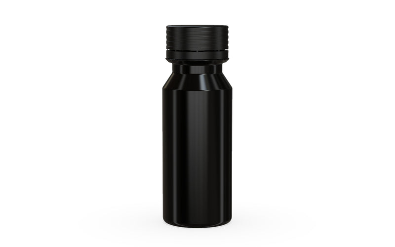 Chubby Gorilla Spiral Shot Bottle 60ml, solid opaque black, front view