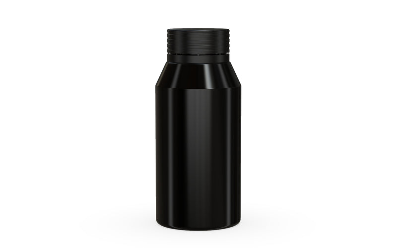 Chubby Gorilla Spiral Shot Bottle 100ml Mini, solid opaque black, front view