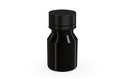 Chubby Gorilla Spiral Shot Bottle 30ml Stubby, solid opaque black, side view
