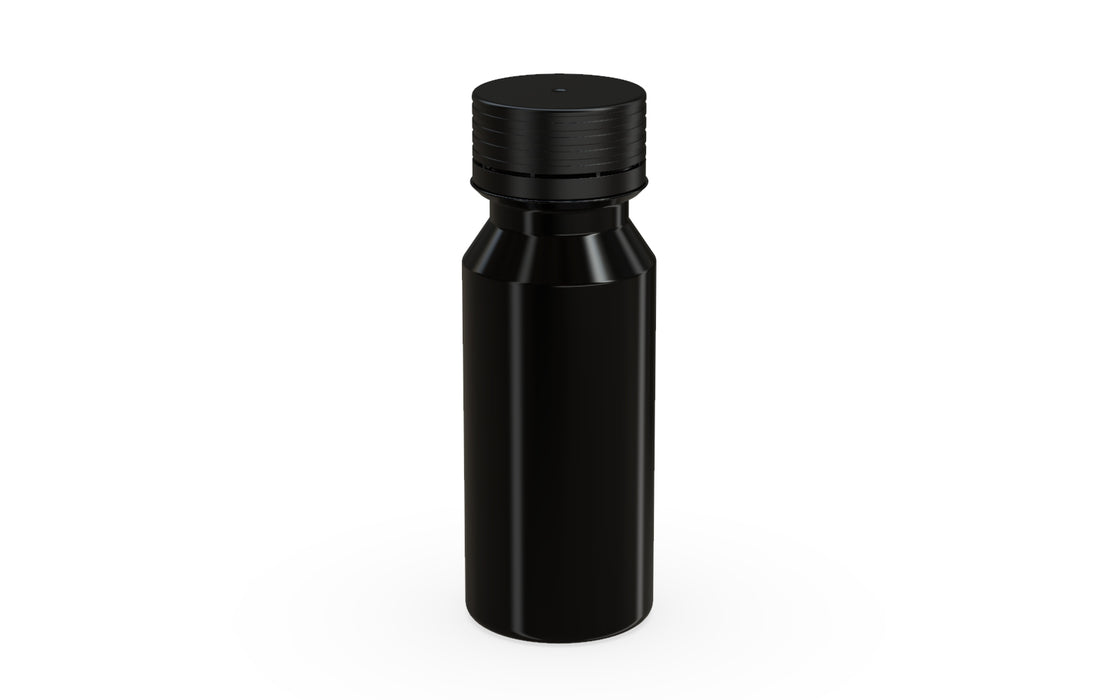 Chubby Gorilla Spiral Shot Bottle 60ml, solid opaque black, side view