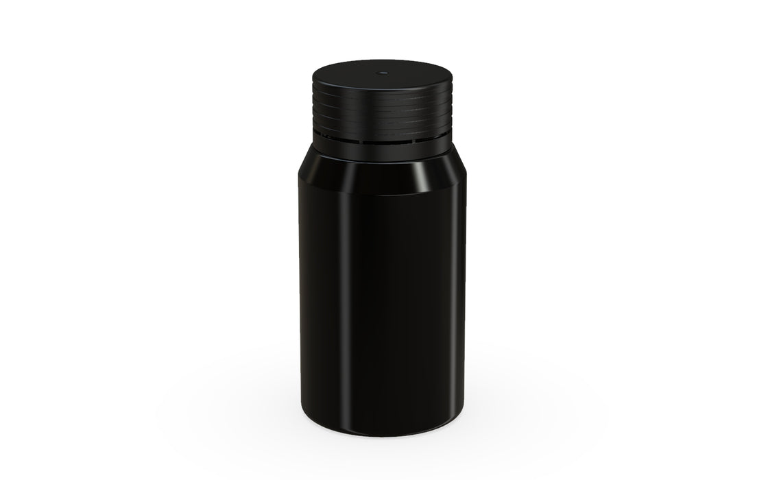 Chubby Gorilla Spiral Shot Bottle 60ml Mini, solid opaque black, side view