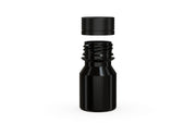 Chubby Gorilla Spiral Shot Bottle 30ml Stubby, solid opaque black, cap detail