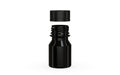 Chubby Gorilla Spiral Shot Bottle 30ml Stubby, solid opaque black, cap detail