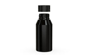 Chubby Gorilla Spiral Shot Bottle 100ml Mini, solid opaque black, cap detail