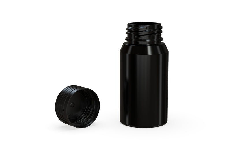 Chubby Gorilla Spiral Shot Bottle 60ml Mini, solid opaque black, multiple units
