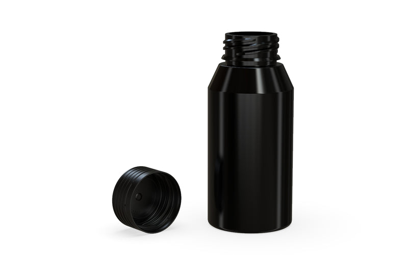 Chubby Gorilla Spiral Shot Bottle 100ml Mini, solid opaque black, multiple units
