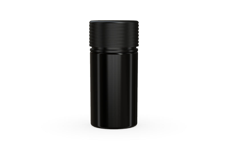 Chubby Gorilla Spiral Thick Wall Container 30ml, solid opaque black, front view