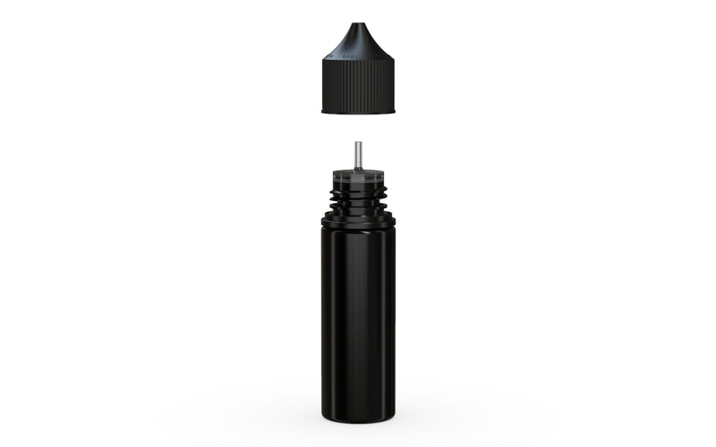 Chubby Gorilla Unicorn 50ml bottle, solid opaque black, side view