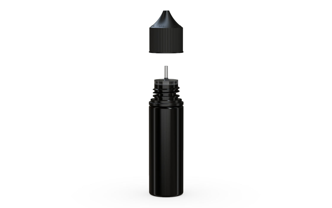 Chubby Gorilla Unicorn 50ml bottle, solid opaque black, side view
