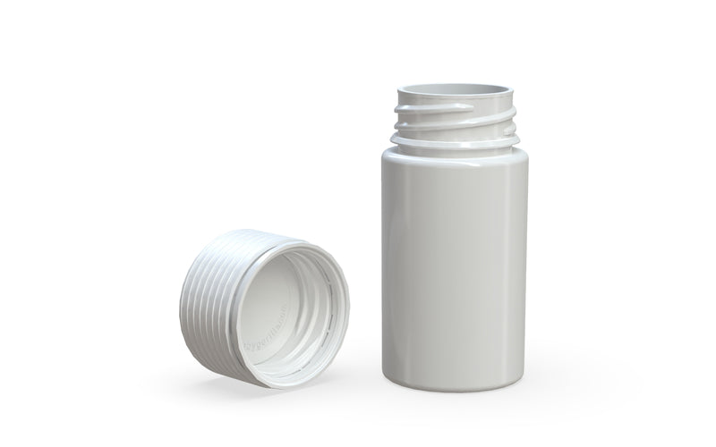 Chubby Gorilla Spiral Thick Wall Container 30ml, solid opaque white, multiple units