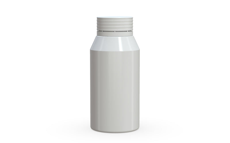 Chubby Gorilla Spiral Shot Bottle 100ml Mini, solid opaque white, front view