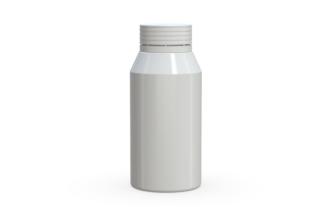 Chubby Gorilla Spiral Shot Bottle 100ml Mini, solid opaque white, front view