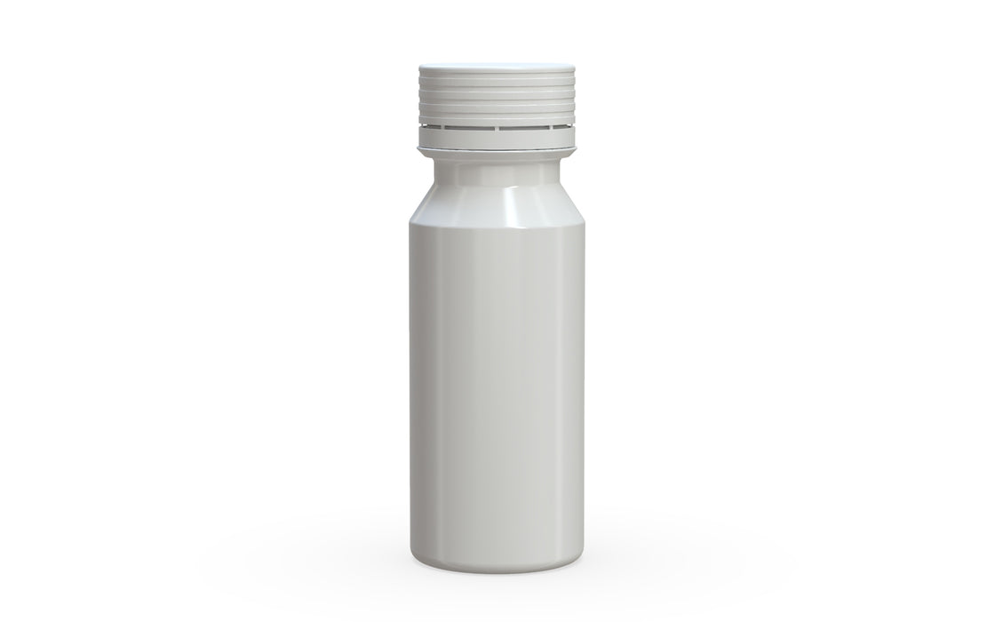 Chubby Gorilla Spiral Shot Bottle 60ml, solid opaque white, front view
