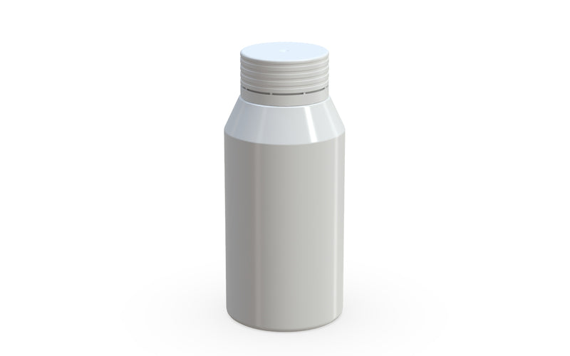 Chubby Gorilla Spiral Shot Bottle 100ml Mini, solid opaque white, side view