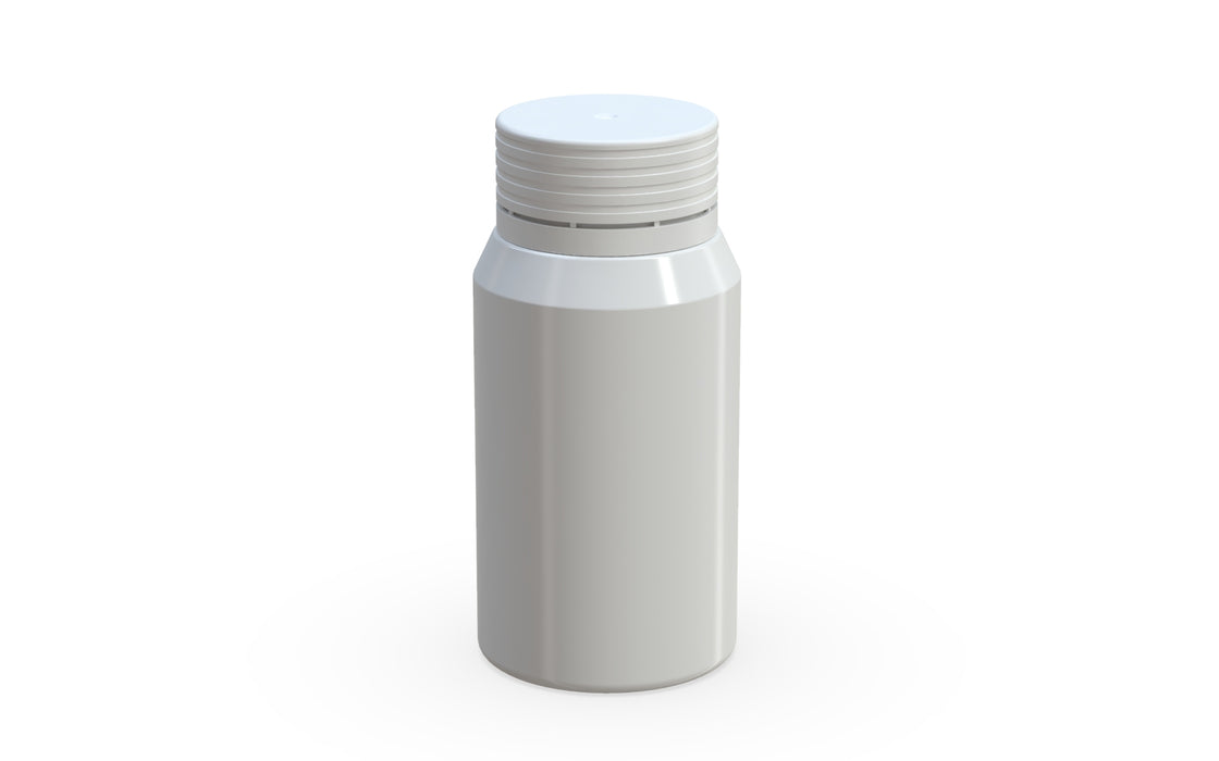 Chubby Gorilla Spiral Shot Bottle 60ml Mini, solid opaque white, side view