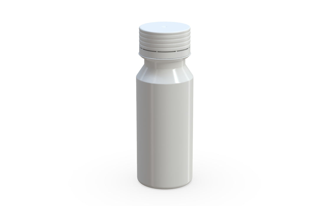 Chubby Gorilla Spiral Shot Bottle 60ml, solid opaque white, side view