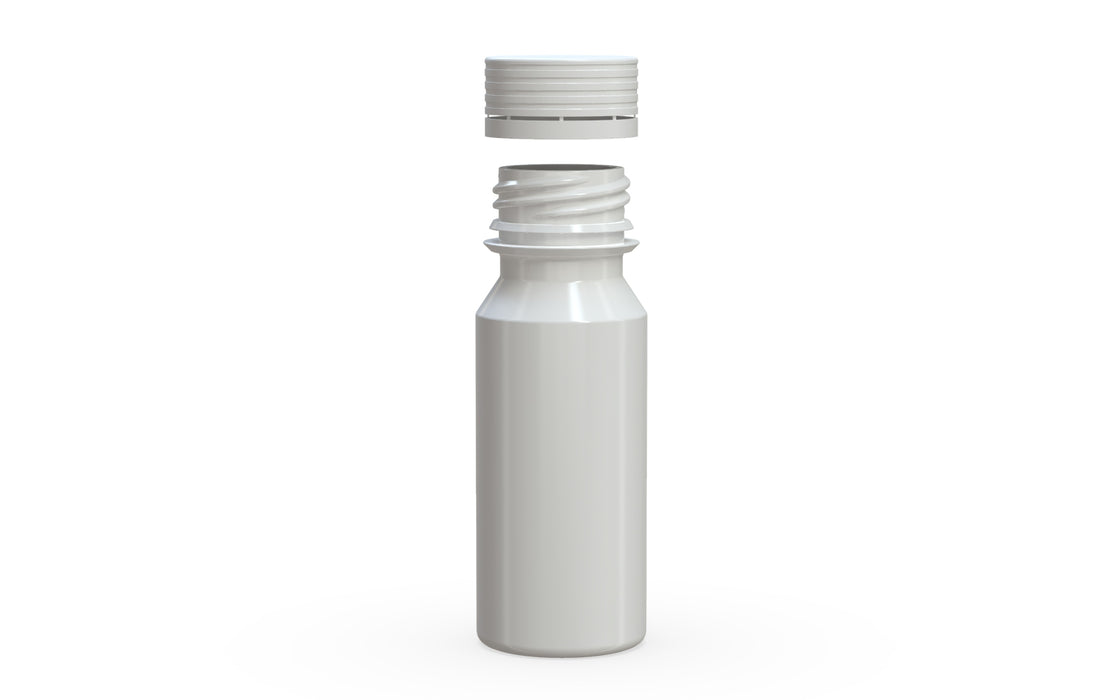 Chubby Gorilla Spiral Shot Bottle 60ml, solid opaque white, cap detail
