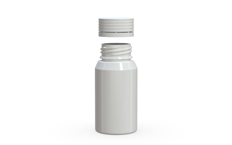 Chubby Gorilla Spiral Shot Bottle 60ml Mini, solid opaque white, cap detail