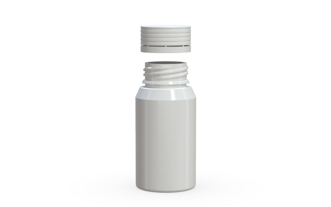 Chubby Gorilla Spiral Shot Bottle 60ml Mini, solid opaque white, cap detail