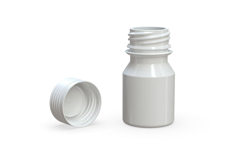 Chubby Gorilla Spiral Shot Bottle 30ml Stubby, solid opaque white, multiple units