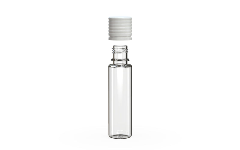 Chubby Gorilla Spiral CR 20ML unicorn bottle, clear natural bottle with opaque white child-resistant cap, cap detail