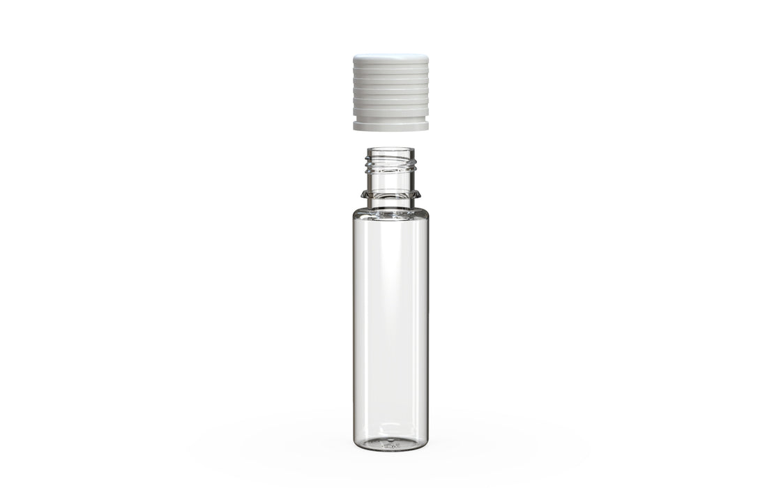 Chubby Gorilla Spiral CR 20ML unicorn bottle, clear natural bottle with opaque white child-resistant cap, cap detail