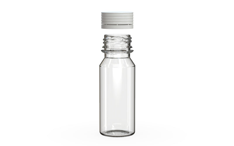 Spiral CR Shot Bottle 60ml Clear Natural with Opaque White Cap, cap detail