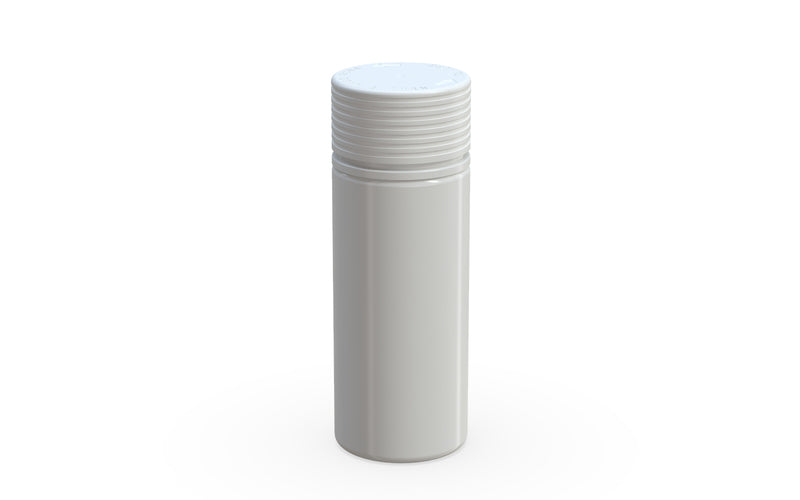 Chubby Gorilla Spiral CR 120ML unicorn bottle, opaque white bottle with opaque white child-resistant cap, side view