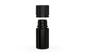 Chubby Gorilla Spiral CR 30ml Stubby bottle, opaque black with opaque black cap, cap detail
