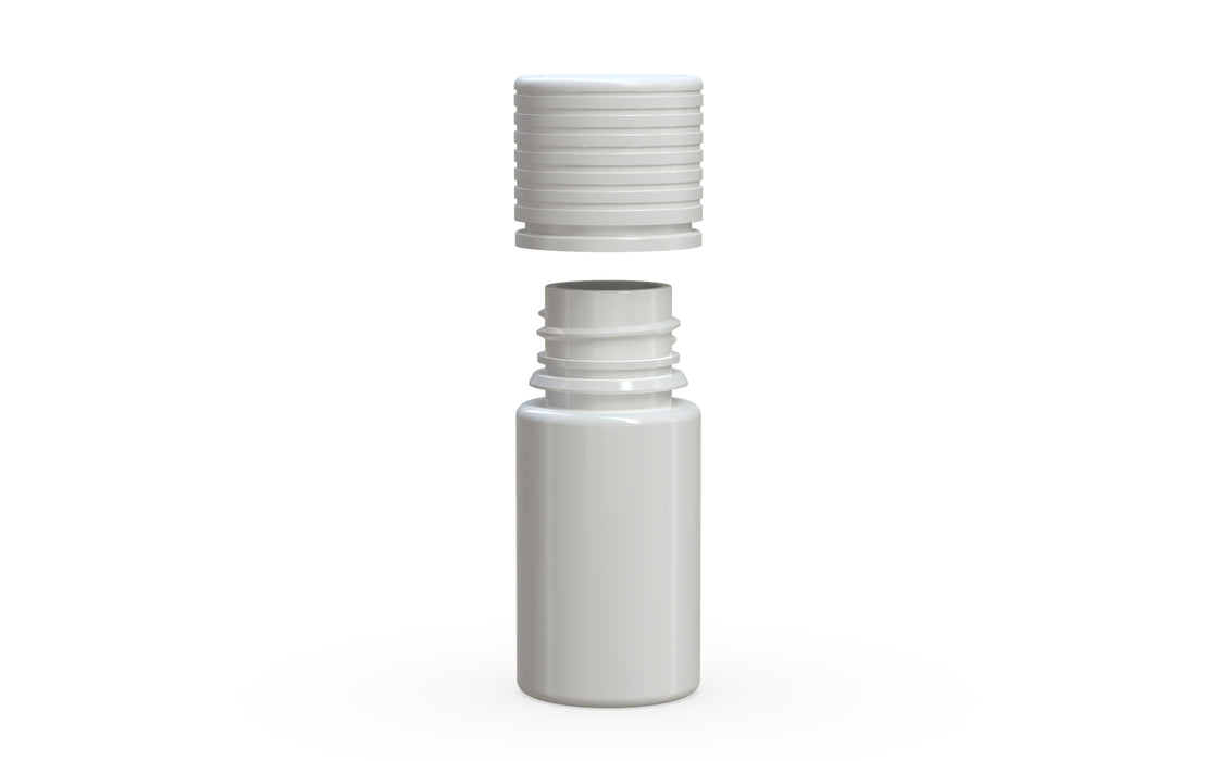 Chubby Gorilla Spiral CR 30ml Stubby bottle, opaque white with opaque white cap, cap detail