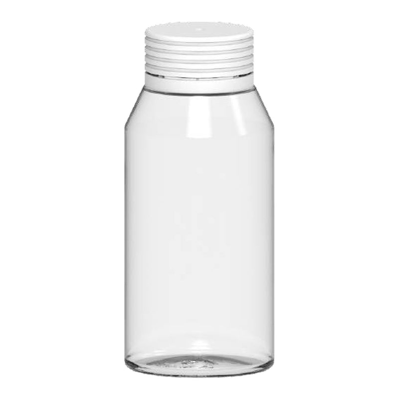 Spiral CR Shot Bottle 100ml Mini Clear Natural with Opaque White Cap