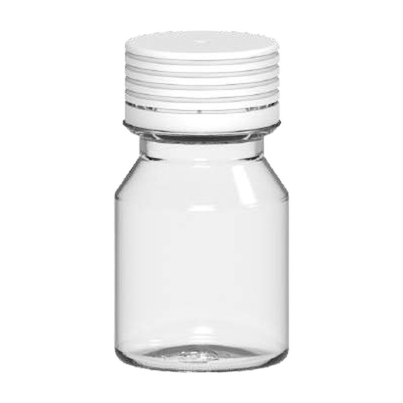 Spiral CR Shot Bottle 30ml Stubby Clear Natural with Opaque White Cap