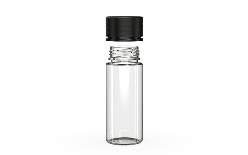Chubby Gorilla Spiral CR 120ML unicorn bottle, clear natural bottle with opaque black child-resistant cap, cap detail