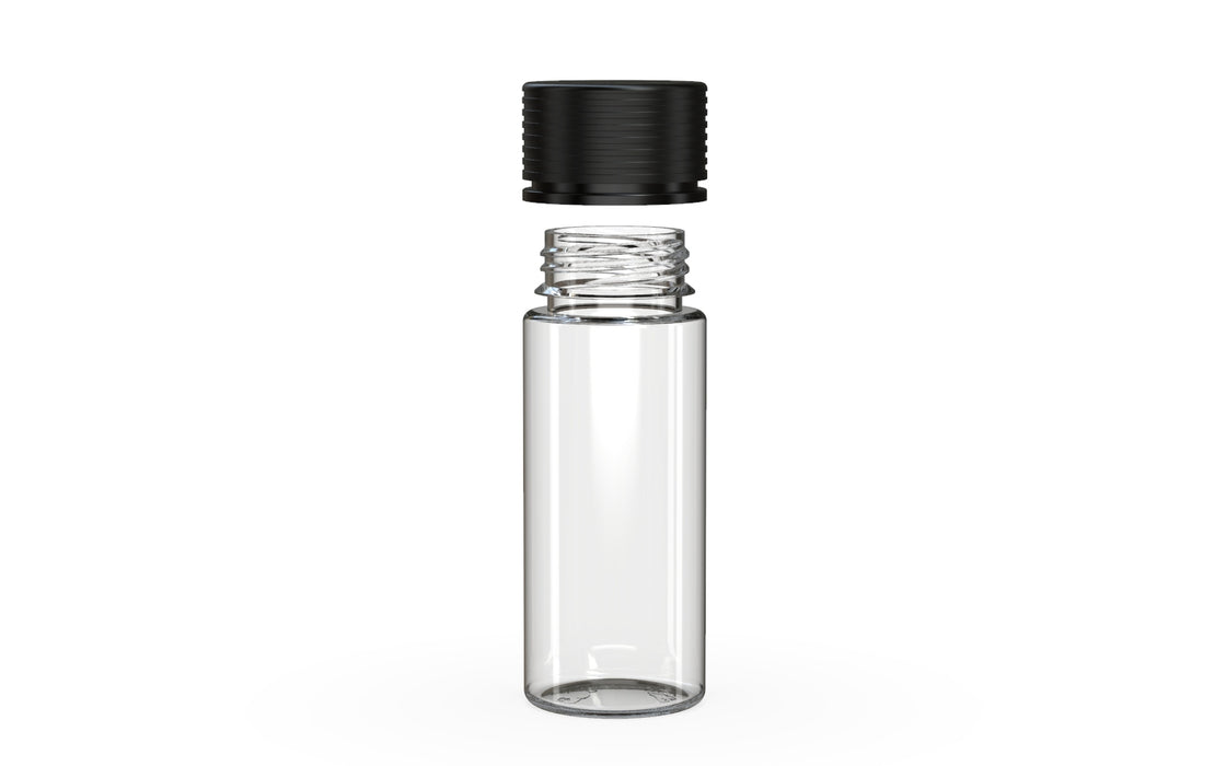 Chubby Gorilla Spiral CR 120ML unicorn bottle, clear natural bottle with opaque black child-resistant cap, cap detail