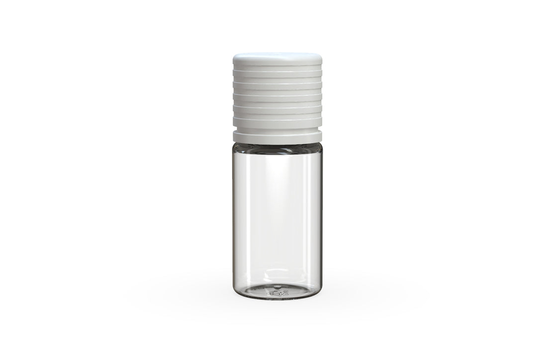 Chubby Gorilla Spiral CR 10ML unicorn bottle, clear natural bottle with opaque white child-resistant cap