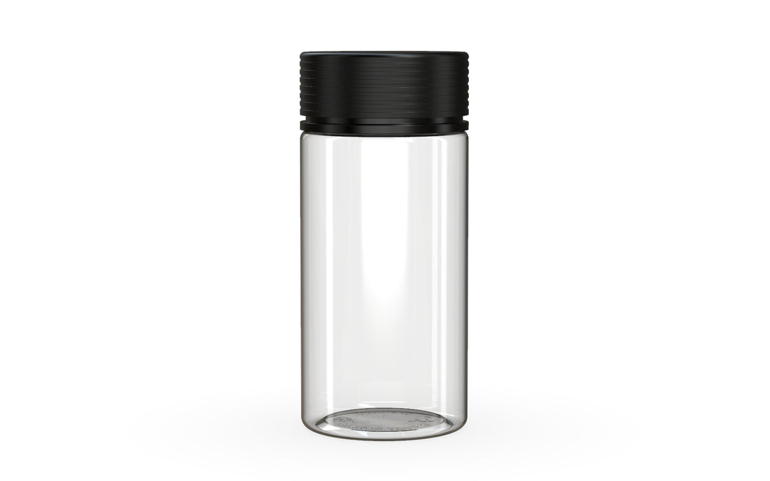 Spiral 10oz Wide Mouth Container Clear Natural with Opaque Black closure