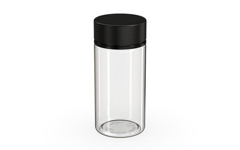 Spiral 10oz Wide Mouth Container Clear Natural with Opaque Black closure open view