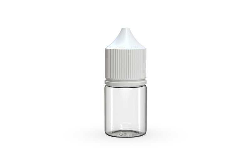 Chubby Gorilla Unicorn 20ml Stubby bottle, clear natural with opaque white cap, front view