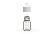 Chubby Gorilla Unicorn 20ml Stubby bottle, clear natural with opaque white cap, side view