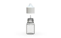 Chubby Gorilla Unicorn 20ml Stubby bottle, clear natural with opaque white cap, side view